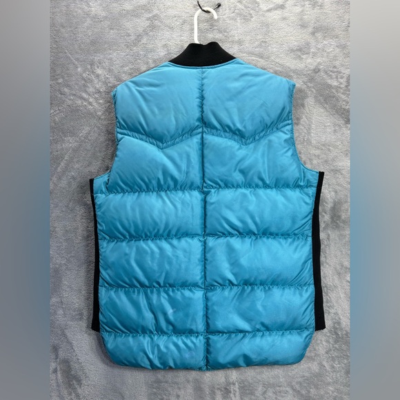 VTG Comfy USA Made Down Insulated Puffer Vest Blue Black Mens Medium-Large - Picture 5 of 16